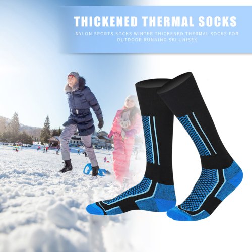 Imagen de Medias de esquí gruesas y cálidas para invierno, calcetines deportivos altos antifrío para adultos y niños, ideales para esquí, senderismo y actividades al aire libre