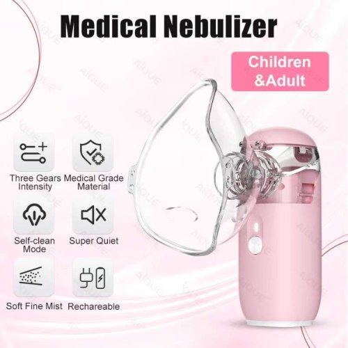 Image of Portable Rechargeable Nebulizer for Adults and Kids – Quiet Ultrasonic Inhaler with Mesh Atomizer Technology for Asthma, Cough, and Respiratory Care