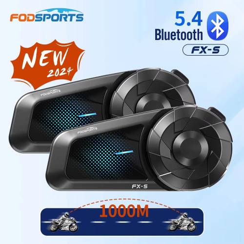 Afbeelding van 2 stuks Fodsports FX S Motorfiets Intercom Draadloze Bluetooth Helm Headset met 1000 Meter Bereik en BT5.4 Technologie