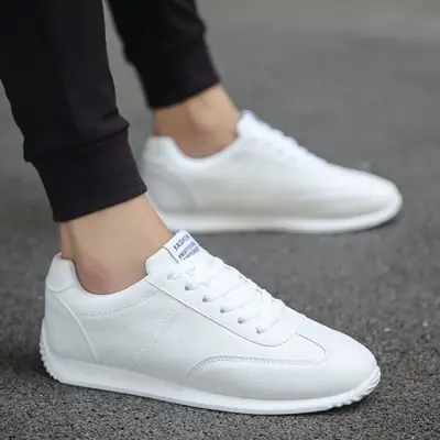 Image de Baskets Hommes Cuir Blanc - Tendance & Confort