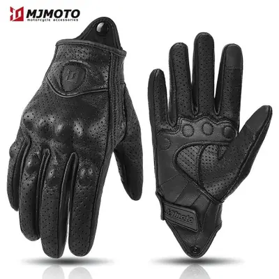 Image de Gants Moto Cuir Perforé Rétro - Hommes & Femmes