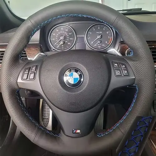 Image de Housse Volant Cuir Tressé Noir - pour BMW E81, E90, M3, X1