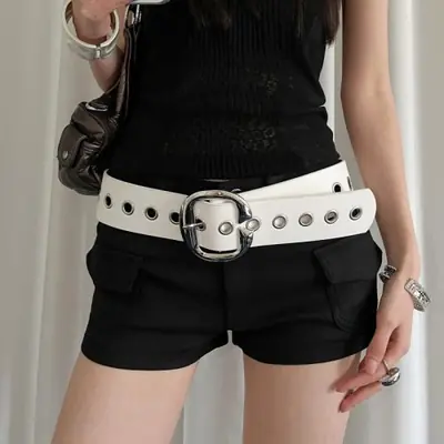 Image de Ceinture Punk Y2K Large en Cuir PU - Style Rebelle & Tendance