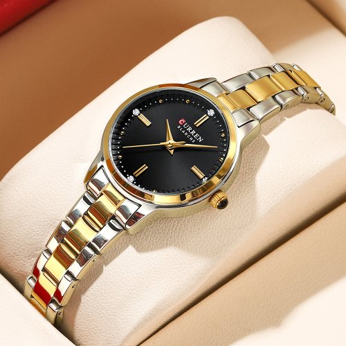 Image of Elegant Curren Women's Round Dial Quartz Watch with Stainless Steel Bracelet – Timeless Fashion Dress Watch for Ladies