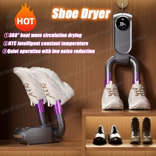 Imagen de Secador de Zapatos Eléctrico con Luz UV y Aire Caliente Constante, Plegable y Portátil para Esterilización y Desodorización Eficiente