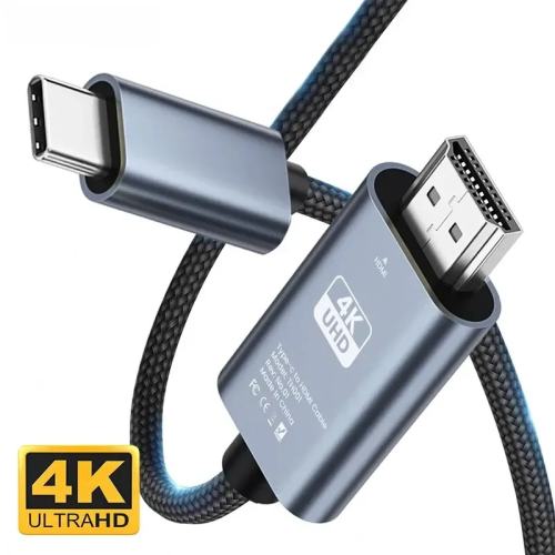 Afbeelding van 4K 30 Hz Geen Vertraging HD Videoconversiekabel Type-C naar HDMI, Compatibel met Scherm, TV en Computer, 2 Meter, Gevlochten Kabel voor Schermprojectie