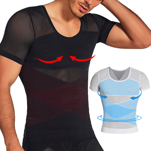 Bild von Herren Mesh Shirts Body Shaper Kurzarm Kompression Bauch Abnehmen Unterhemd Shapewear Workout Bauch Bauch Control Tops