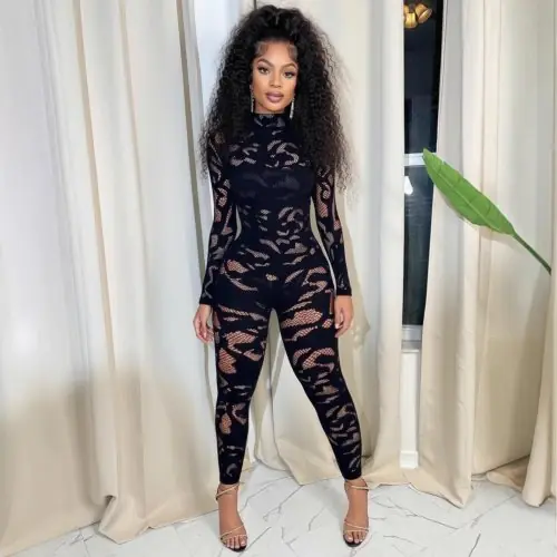 Image de Combinaison Dentelle Moulante Femme - Style Sexy & Streetwear