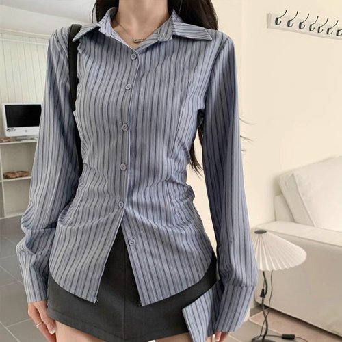 Veste Chemise Rayée Bleue Cintrée - Tendance Printemps 2025