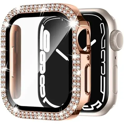 Image de Coque pour Apple Watch en Verre & Diamant - Protection Brillante Anti-Choc