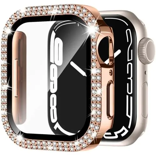 Image de Coque pour Apple Watch en Verre & Diamant - Protection Brillante Anti-Choc