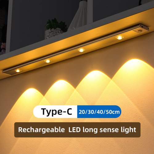Image of Ultra-Thin Wireless LED Motion Sensor Night Light with USB Charging – Ideal for Kitchen Cabinets, Bedrooms, Wardrobes, and Wine Coolers