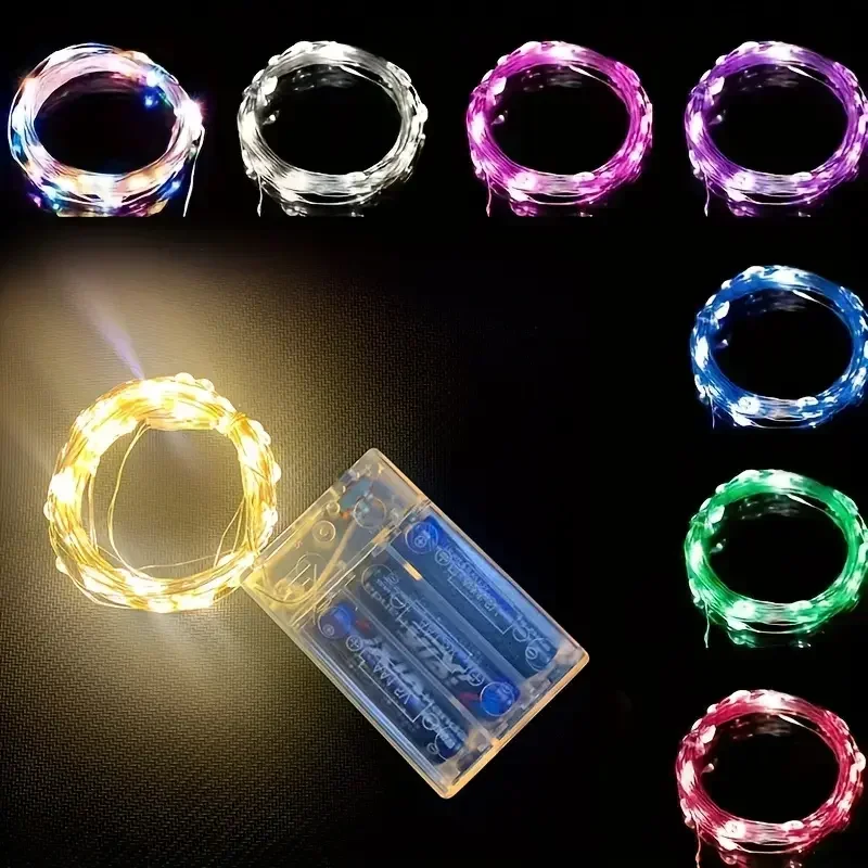 Afbeelding van LED-kerstverlichting op batterijen Koperdraad Garland Kerst Lichtslingers Tuinfeest Bruiloft Lichten Kerst Decor