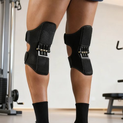 Imagen de Rodilleras Ajustables con Refuerzo de Triple Resorte para Entrenamiento Deportivo y Soporte en Sentadillas - Ideal para Hombres y Mujeres