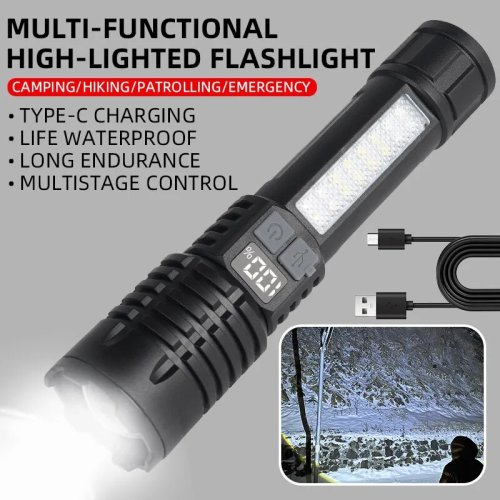 Bild von Leistungsstarke LED-Taschenlampe Superhell – Wiederaufladbar, Tragbar & Ultra Power für Outdoor, Notfall und Camping