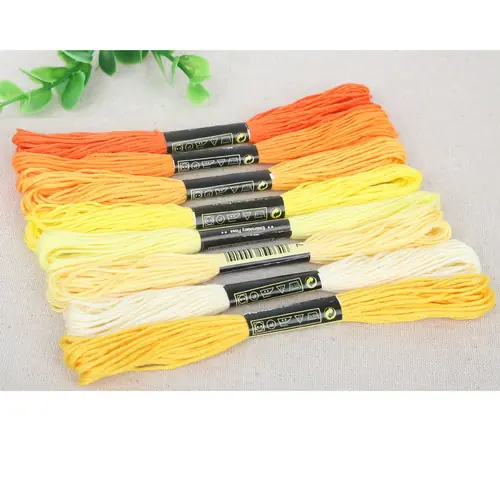 Image de Kit Broderie Multicolore - 8 Écheveaux de Coton pour Point de Croix