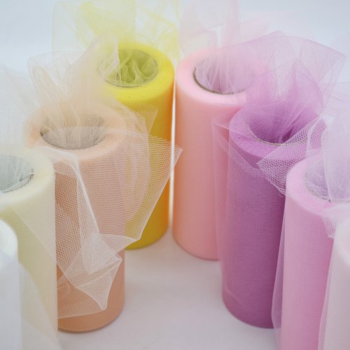 Afbeelding van 25 meter rol tule van 6 inch - natuurlijke decoratie voor bruiloften, feestjes en baby showers