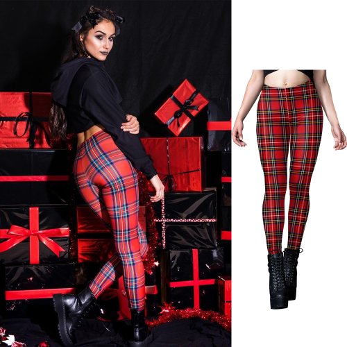 Afbeelding van Jij Bent Mijn Geheim: Nieuwjaarsfeest Rode Tartan 3D Digitale Gedrukte Workout Leggings voor Vrouwen – Stretch Broek met Comfortabele Fit