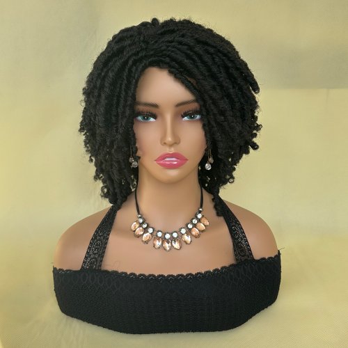 Immagine di Locs Parrucca intrecciata Afro Bob Sintetica Faux Locs Parrucca intrecciata all'uncinetto Parrucca v...
