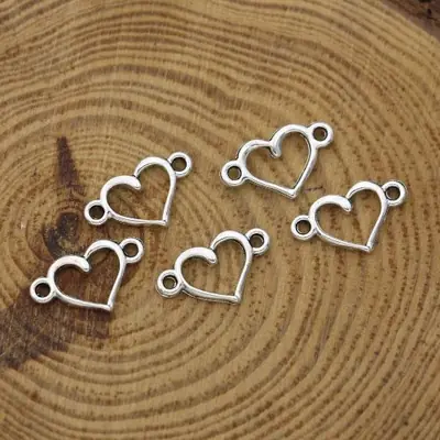 Image de Connecteurs Cœur Argentés - 40 Pièces pour Bijoux DIY