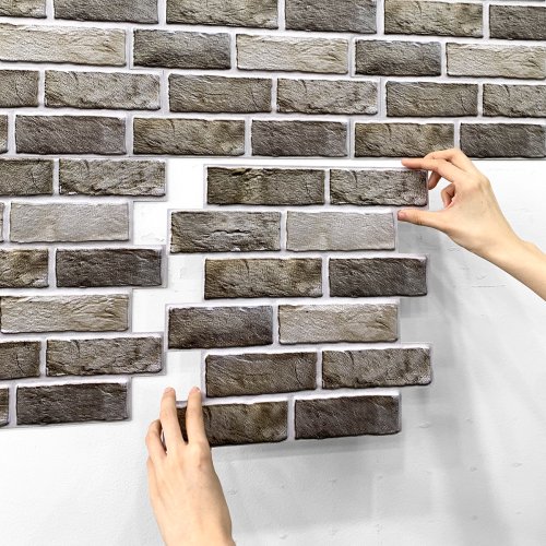 Afbeelding van Zelfklevende 3D Faux Bakstenen Muursticker - 10 Stuks Wandpaneel voor Keuken, Badkamer en Woonkamer met Schil & Stok Look