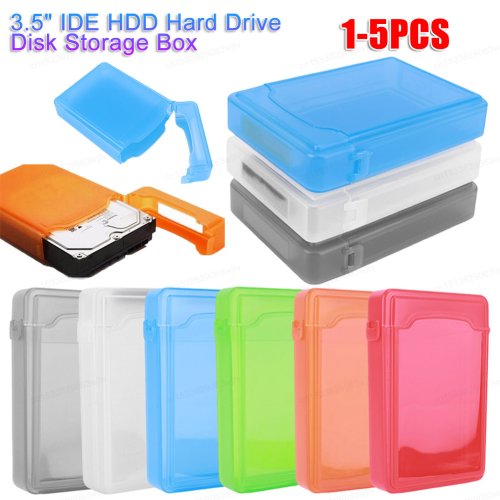 Image of Shockproof Plastic External Hard Drive Enclosure Case for 3.5 Inch IDE & SATA HDD – Multi-Color Protective Storage Box with Secure Cover