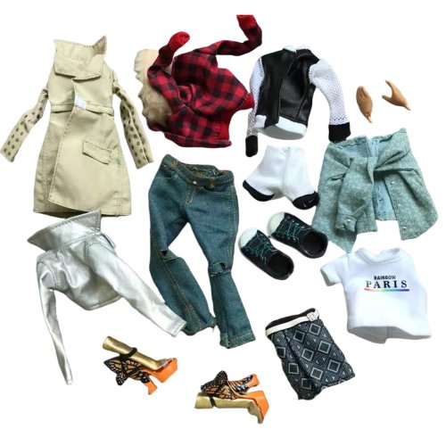 Image de Tenue Arc-en-Ciel pour Poupée 1/6 - Veste, Pantalon, Chaussures & Accessoires