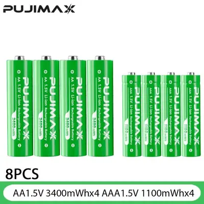Image de Batteries Rechargeables AA/AAA Li-Ion + Chargeur - 3400mAh & 1100mAh