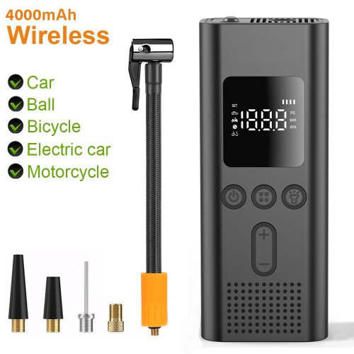 Imagen de Inflador de Neumáticos Eléctrico Portátil Inalámbrico de 150 PSI para Coche, Bicicleta y Motocicleta con Compresor de Aire Integrado