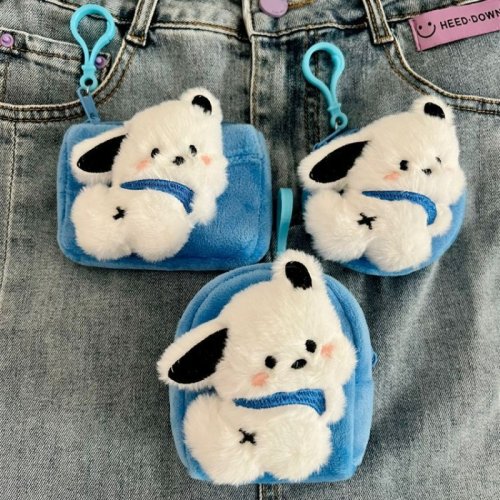 Bild von Trendige Süße Mädchen Herz Pacha Hund Geldbörse Cartoon – Hochwertige Studenten-Schultasche mit Anhänger, Kleine Aufbewahrungstasche für Kopfhörer und Mehr