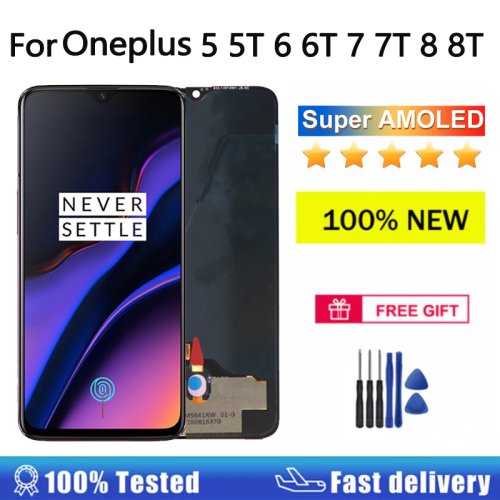 Zdjęcie Wyświetlacz Super AMOLED z ekranem dotykowym do OnePlus 5, 5T, 6, 6T, 7, 7T, 8, 8T, 7 Pro, 8 Pro, 9, 9R, 9 Pro, 10 Pro – oryginalny panel LCD do wymiany