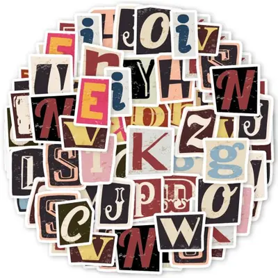 Image de Stickers Lettres Vintage - 52 Pièces