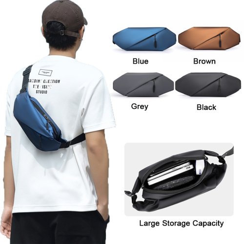 Immagine di Borsa a Tracolla da Uomo Moderna e Semplice, Borsa da Petto Multifunzione con Grande Capacità, Design Elegante e Pratico per Uomini