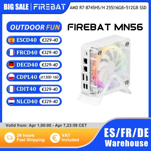 FIREBAT MN56 MINI PC AMD R7-8745HS H 255 Windows11 DDR5 16 GB + 512 GB SSD 8 Kerne Desktop-Computer BT 5.2 WIFI6 HDMI TYPE-C USB
