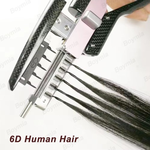 Image of 6D Human Hair Extensions Remy Micro Bead Invisible Tiny Straight Natural Hairpieces for Seamless Fullness and Realistic Look