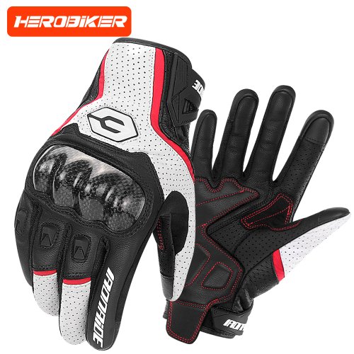Image of Premium Carbon Fiber & Cowhide Leather Motorcycle Gloves – Anti-Slip Protective Gear for Moto, Motorbike, and Motocross Riding