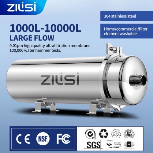 Afbeelding van Hele huis high flow roestvrij staal PVDF filterelement terugspoeling precisiefiltratie voor diverse waterbronnen 1000L-10000L
