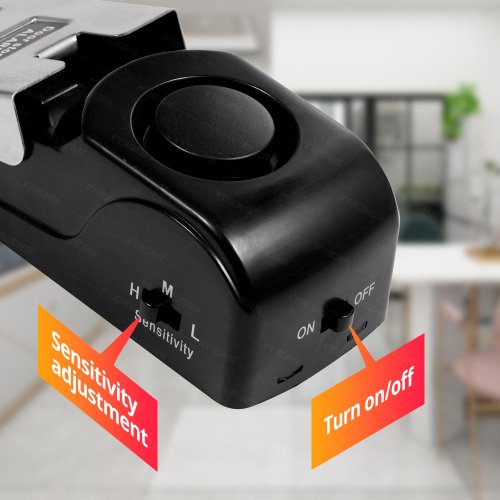 Immagine di Allarme Portatile per Porta con Blocco Antifurto, 120dB, Sensore di Pressione, Sicurezza Domestica Wireless ad Alto Volume