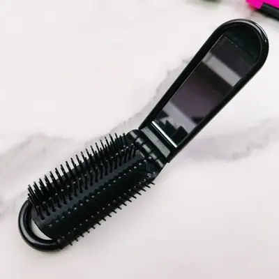 Image de Brosse à Cheveux Pliante Portable avec Miroir