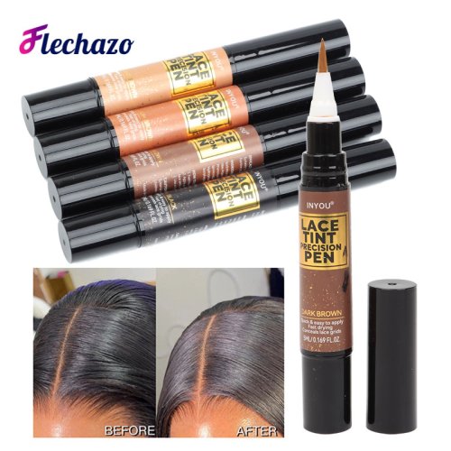 Professioneller Spitzen-Tönungsstift mit Pinsel-Applikator – Präzise Farbkorrektur für Perücken & Haarverlängerungen in Schwarz, Mittelbraun, Dunkelbraun & Hellbraun (5 ml)