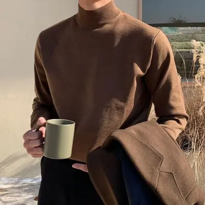 Image de Pull Col Roulé Homme Style Coréen Décontracté