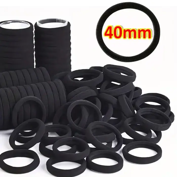 Image de Bandes de cheveux élastiques noires - Bandeau simple pour queue de cheval