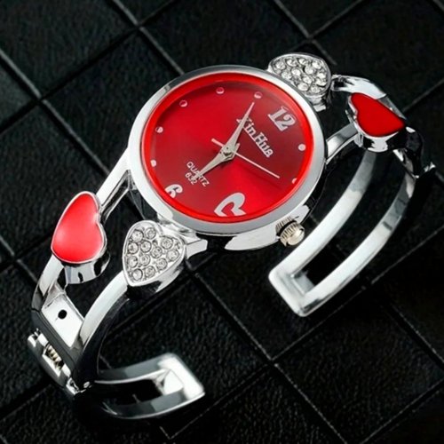 Imagen de Reloj de Pulsera para Mujer en Acero Inoxidable con Diseño de Corazón, Elegante y Romántico, Ideal como Regalo para Amantes