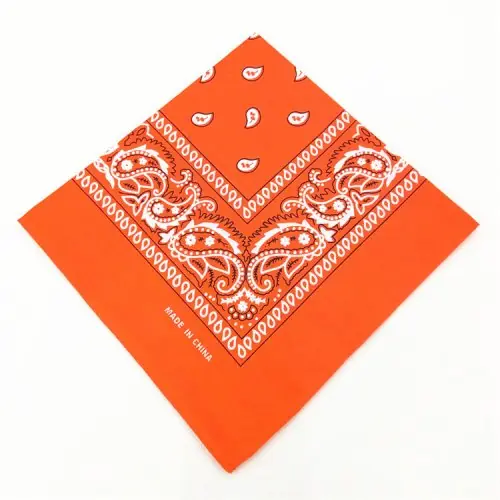Image de Bandana Carré Coton Paisley Noir Rouge 54x54 cm - Style Hip Hop