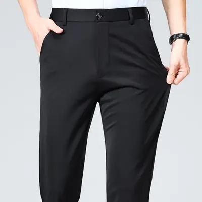 Image de Pantalon Homme Élégant - Noir & Rouge Vin