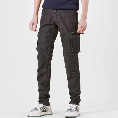 Image de Pantalon Cargo Denim Homme - Coupe Cintrée & Poche Multiple