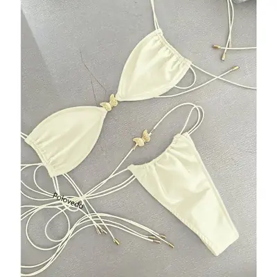 Image de Bikini Papillon Noir 2025 - Style Brésilien Élégant