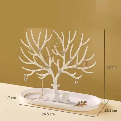 Image de Porte-bijoux en bois, boucles d'oreilles, colliers, bagues, présentoir de bracelets, cerf, étuis de ...