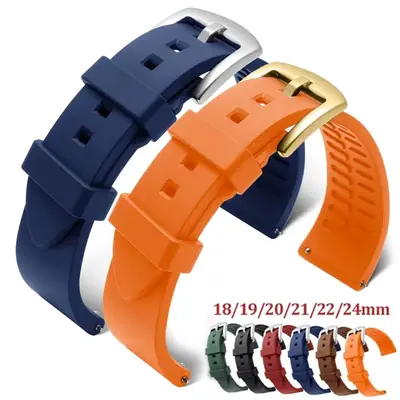 Image de Bracelet Montre Sport Silicone 18-24mm - Noir, Vert, Orange, Bleu