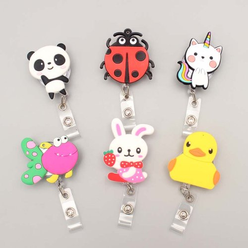 Image de Badge Rétractable Mignon Panda & Coccinelle - 60 cm Silicone